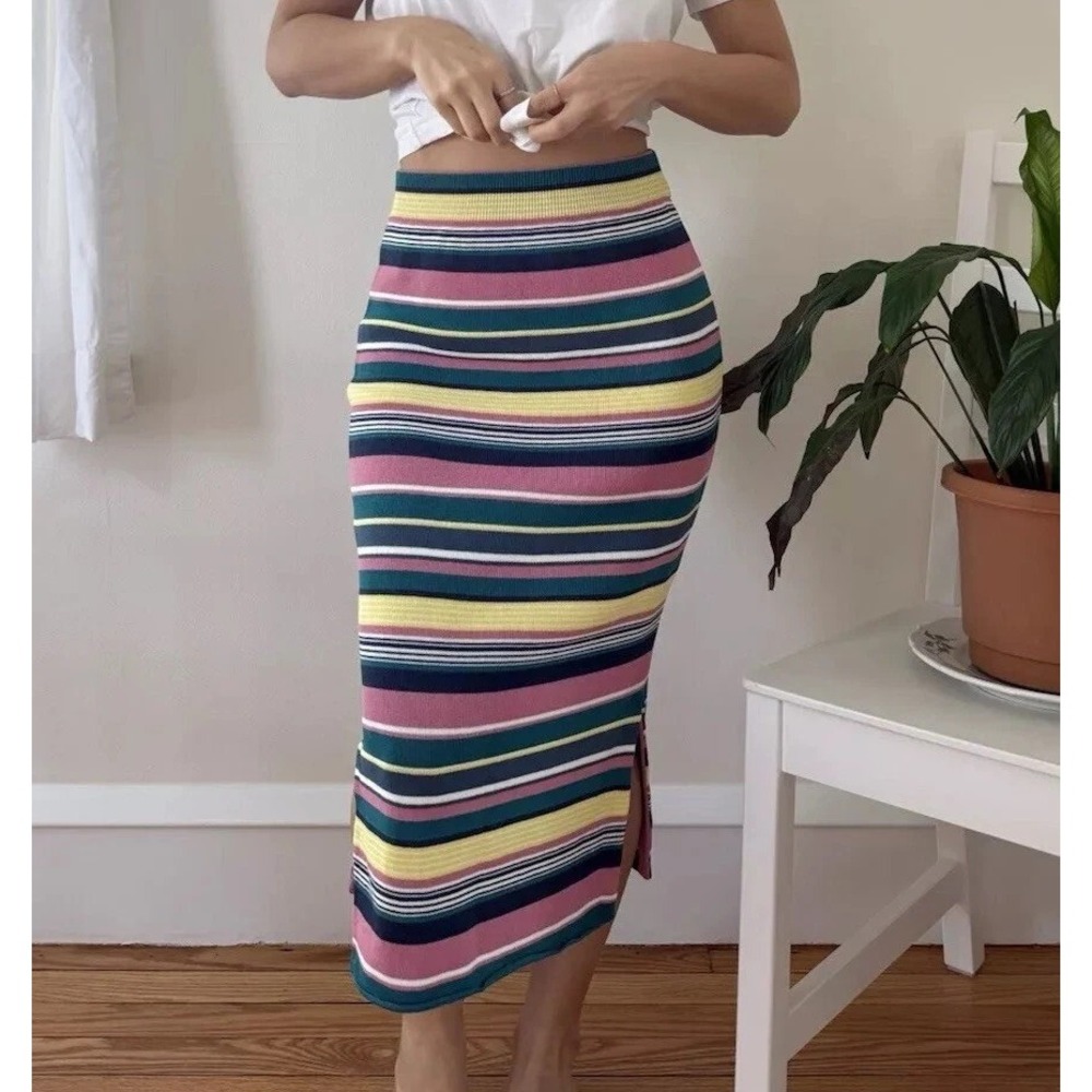 Anthropologie Maeve Skirt Lana Stripe Pencil Stretch Pull On NWT